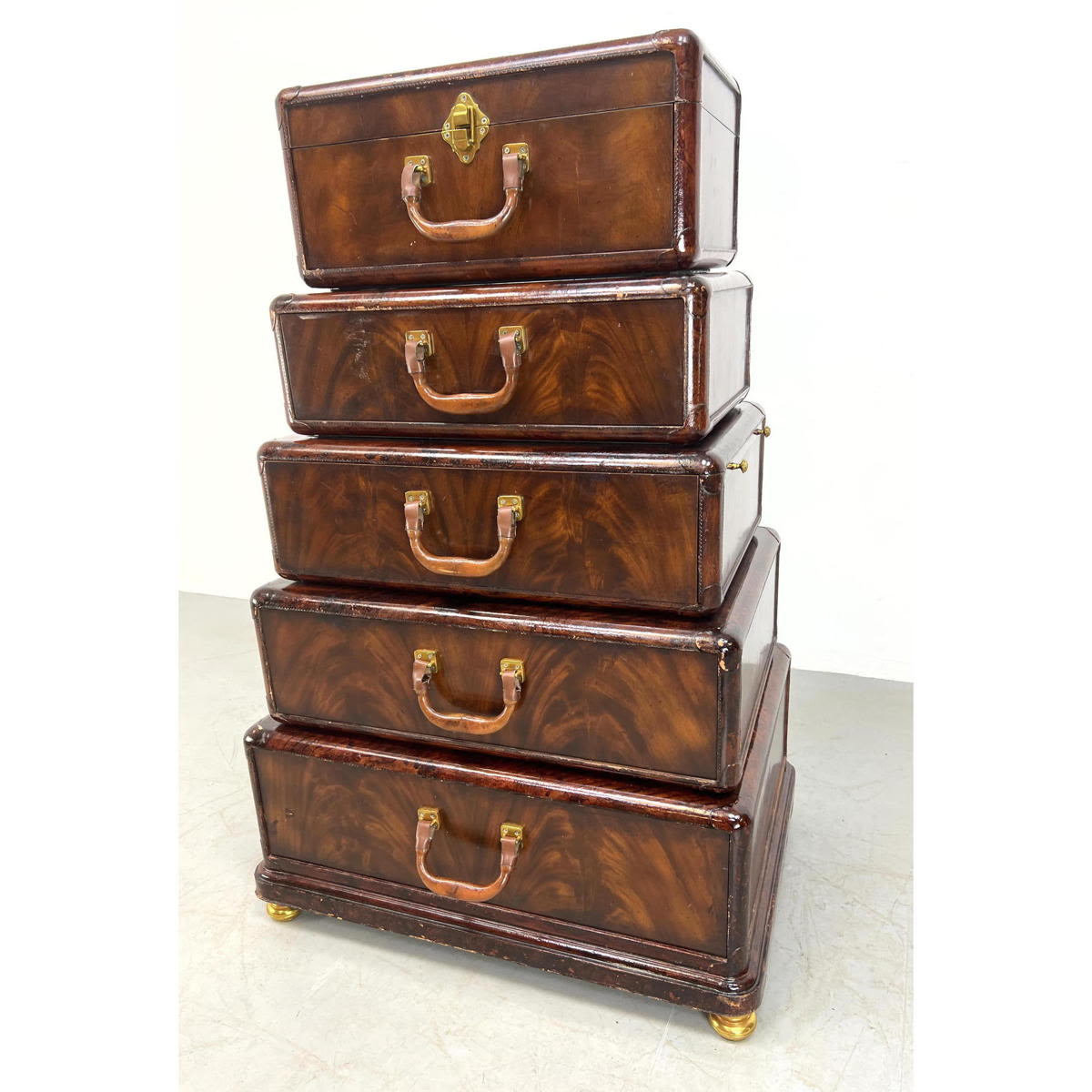 Maitland Smith 5pc wood and leather