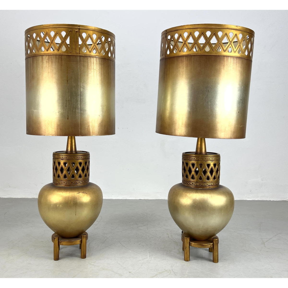 Pr Gilt Urn form Table Lamps. James