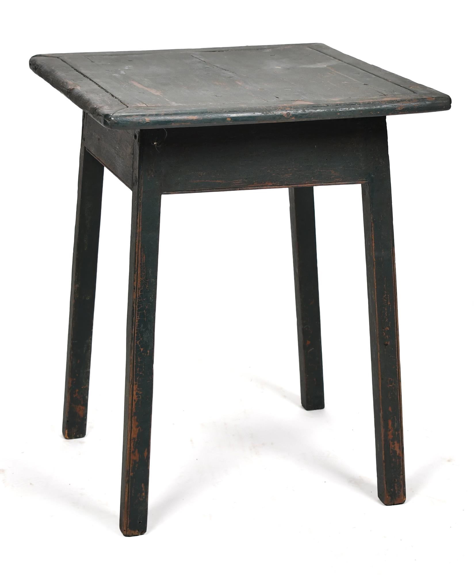 EARLY PAINTED SPLAY LEGGED TABLE.