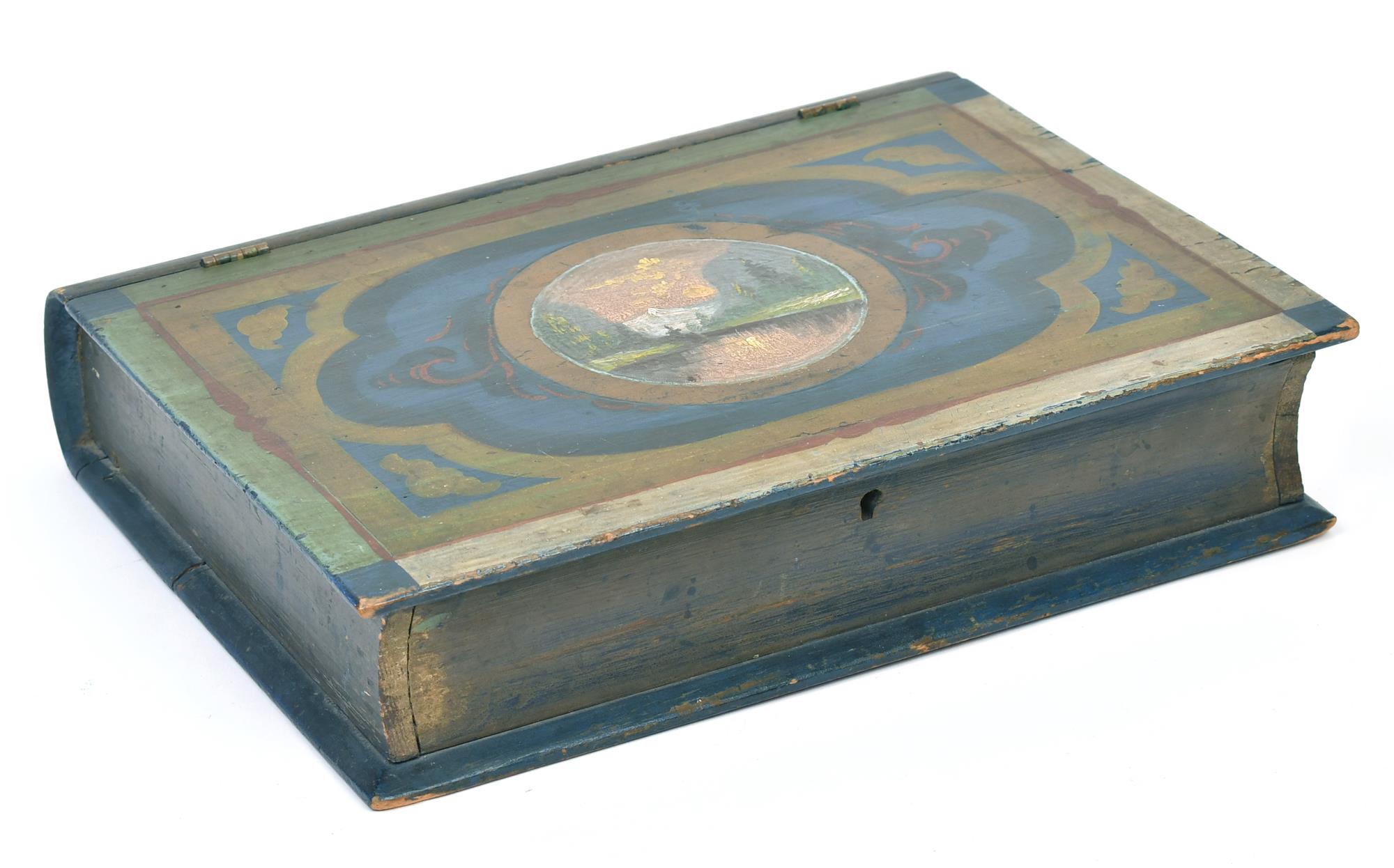 LATE 19TH C. PAINTED BOOK BOX.