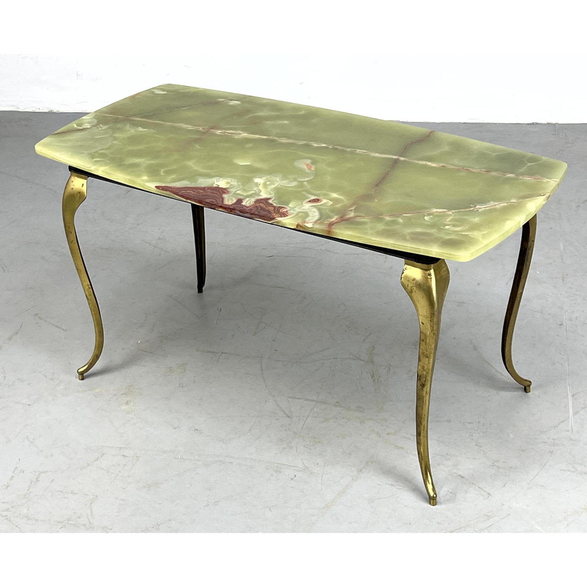 Italian green onyx table with brass 3acbd0