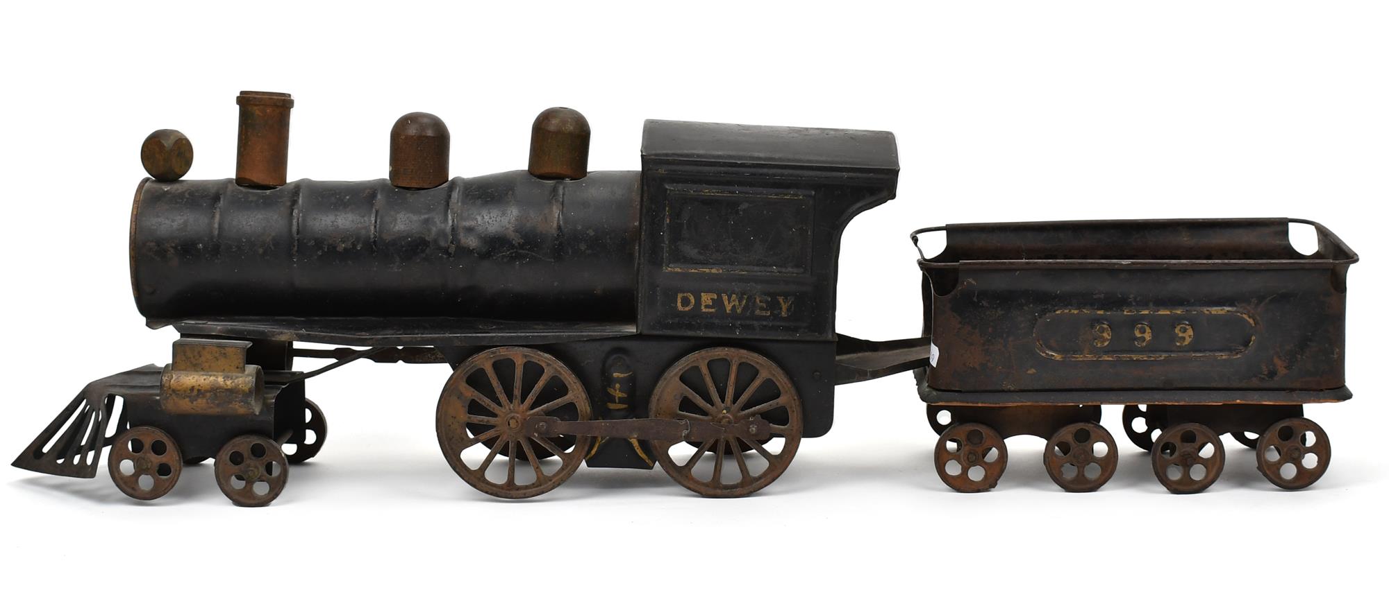 19TH C. PRESSED STEEL TRAIN AND