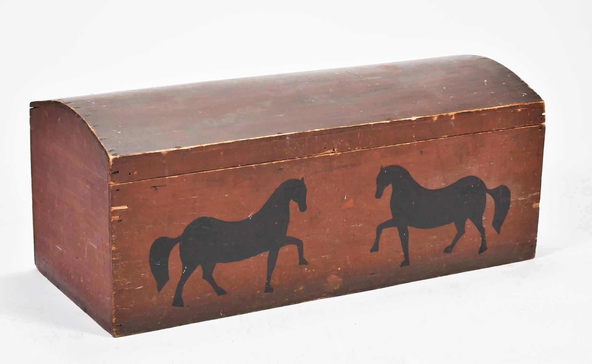 19TH C PAINTED DOME TOP BOX HORSES  3acbed