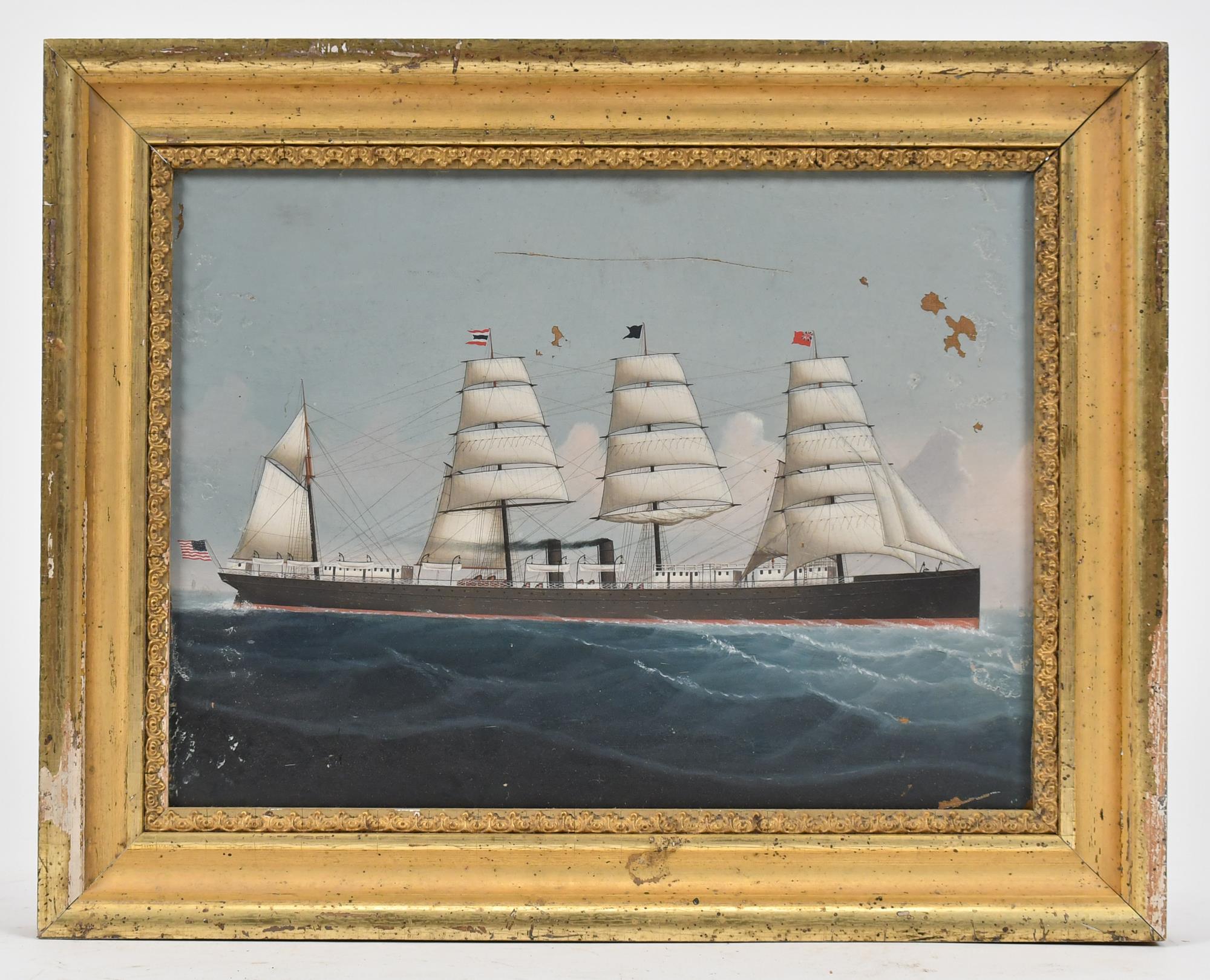 19TH C NAUTICAL OIL ON CANVAS 3acbfb