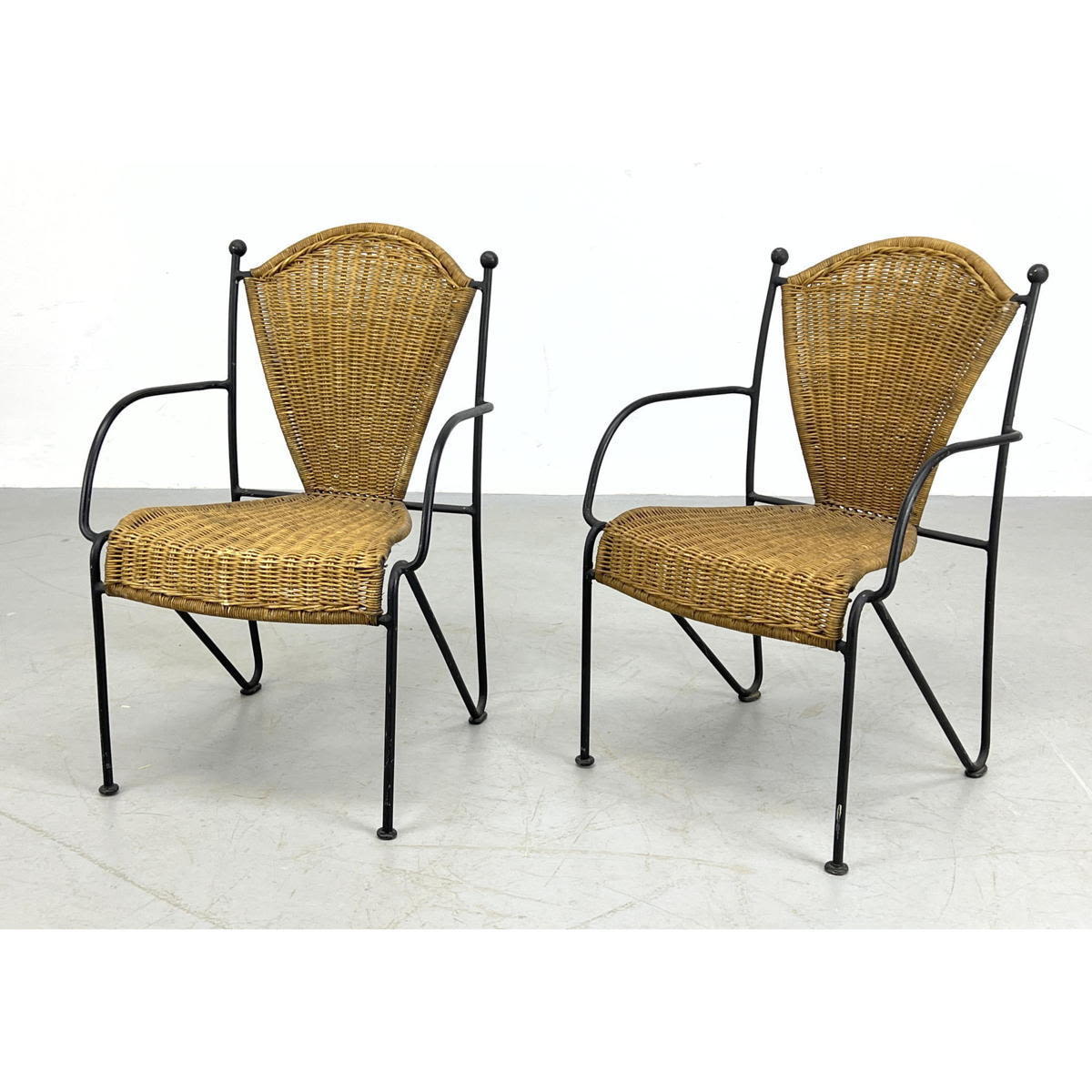 Pr Hairpin Iron Frame Woven Rattan 3acc14