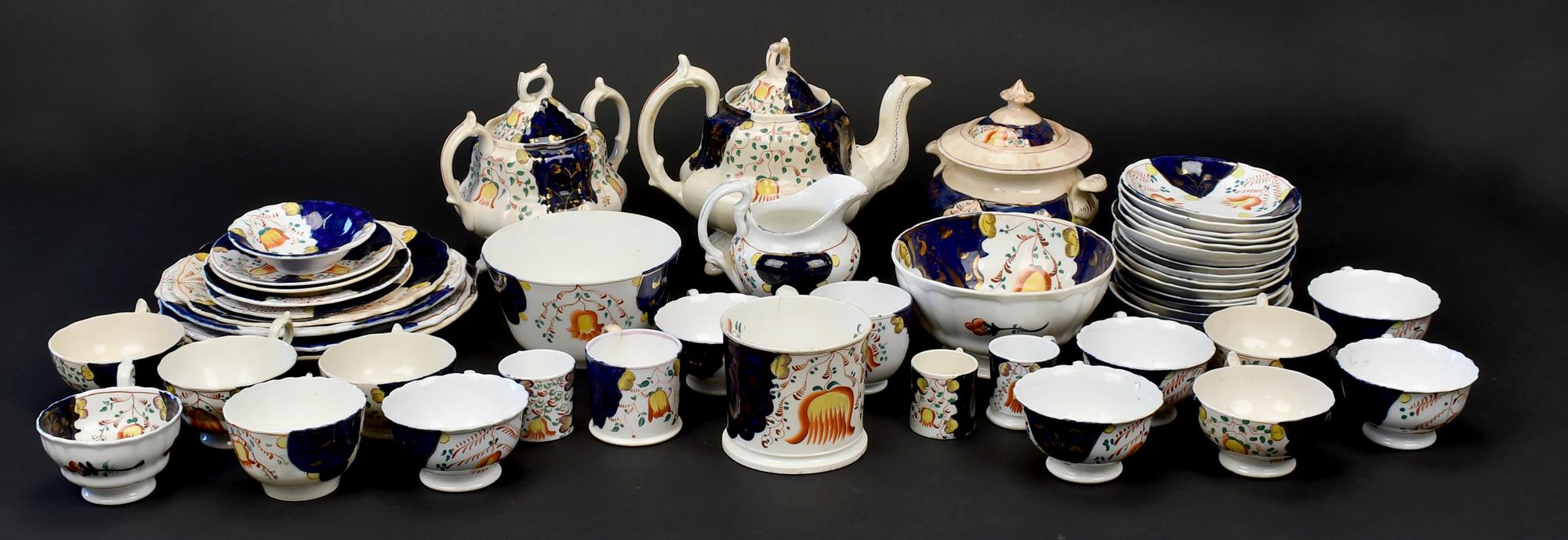 19TH C. GAUDY WELCH TEA SERVICE. Including: