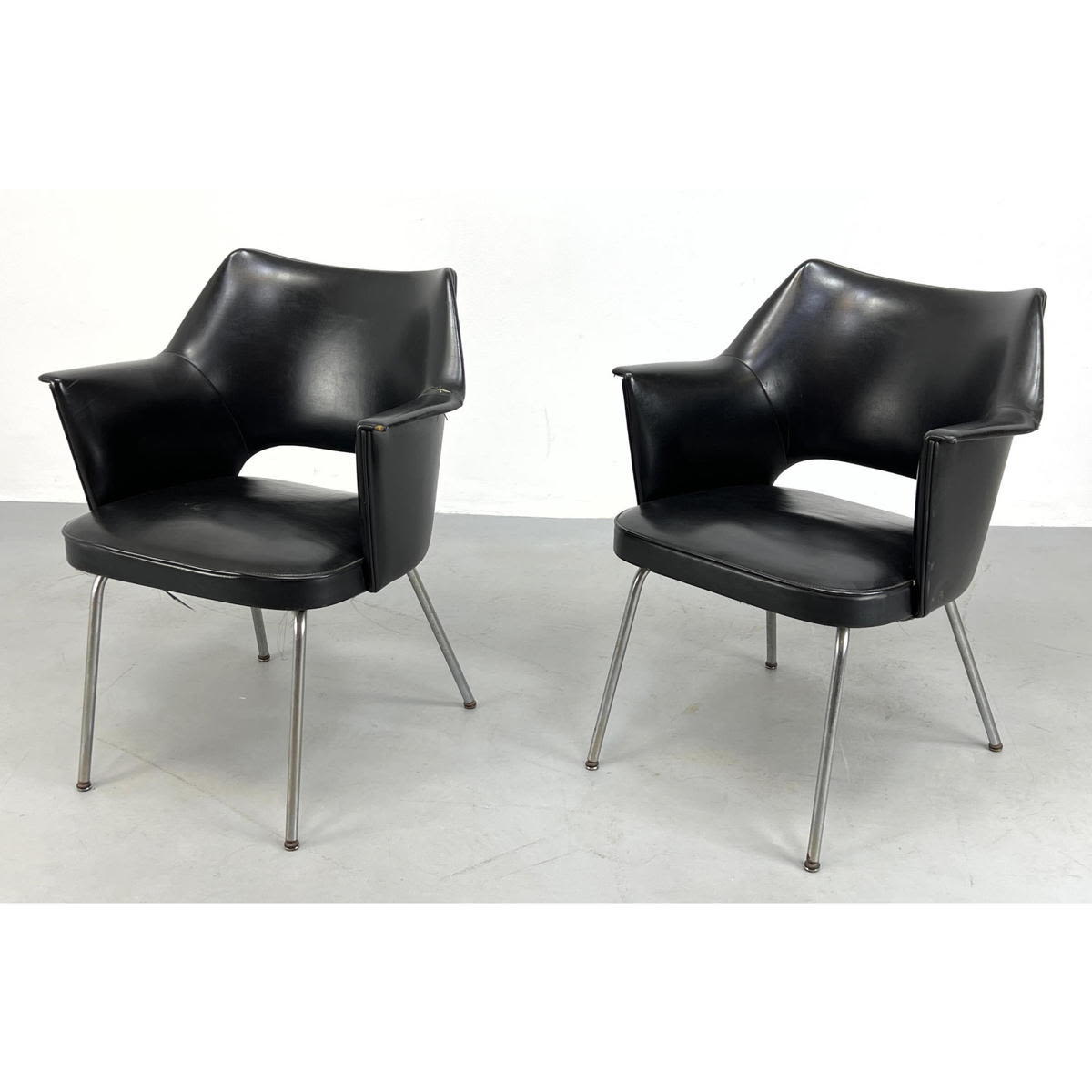 Pr THONET Black Vinyl Lounge Chairs.