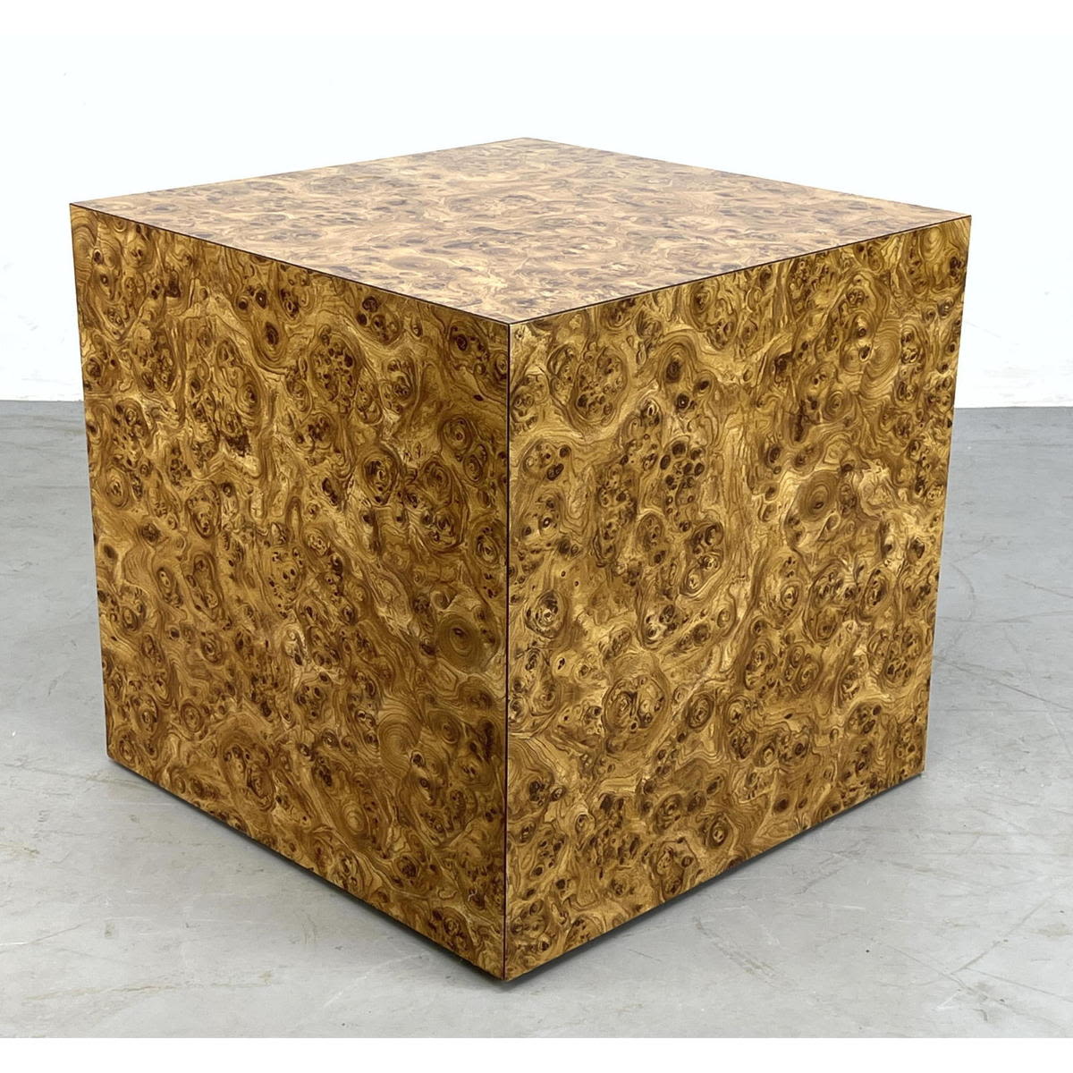 Faux Burl Modernist Cube Side Table