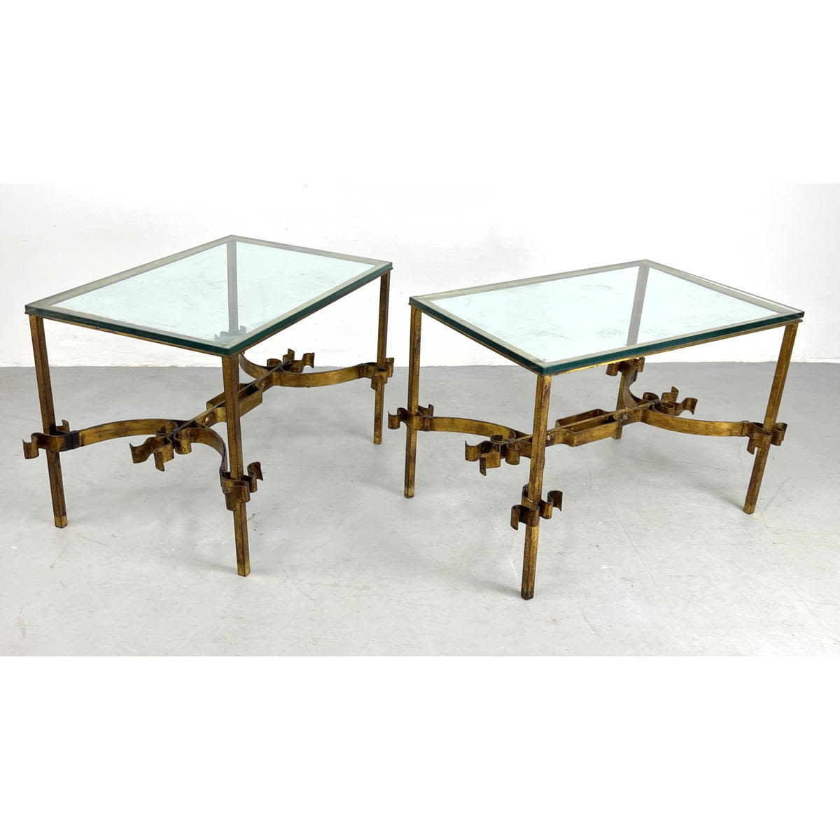 Pr Italian Gilt Iron Glass Top 3acc7a