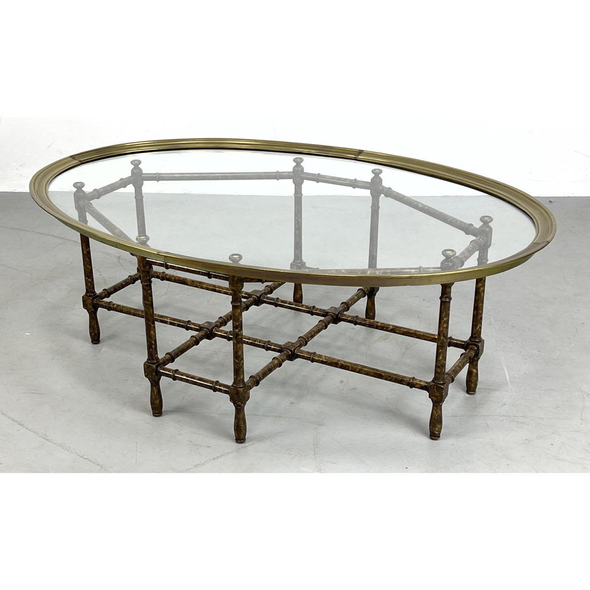 Brass, Glass Tray Top Coffee Table.