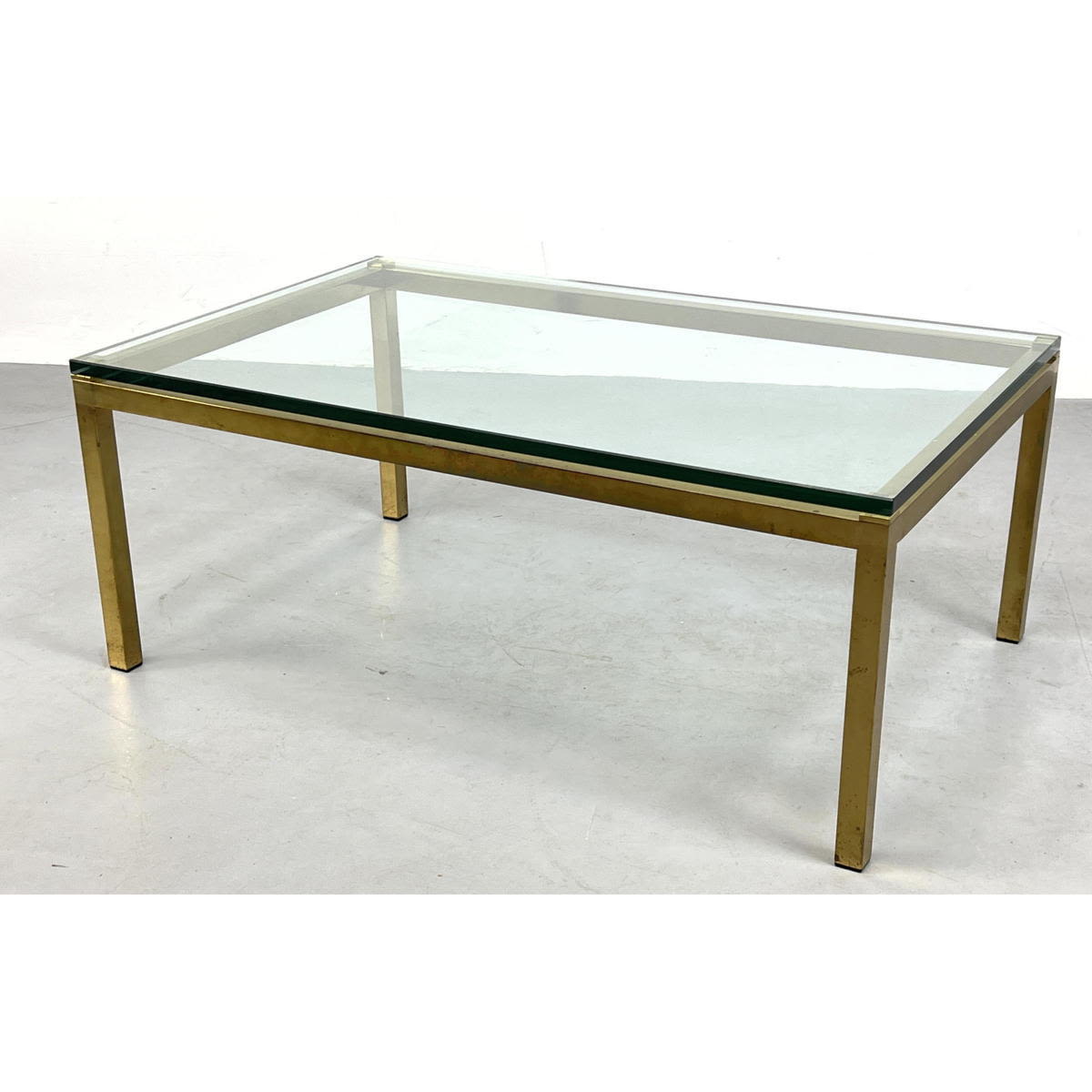 Brass and Glass Coffee Table. Square