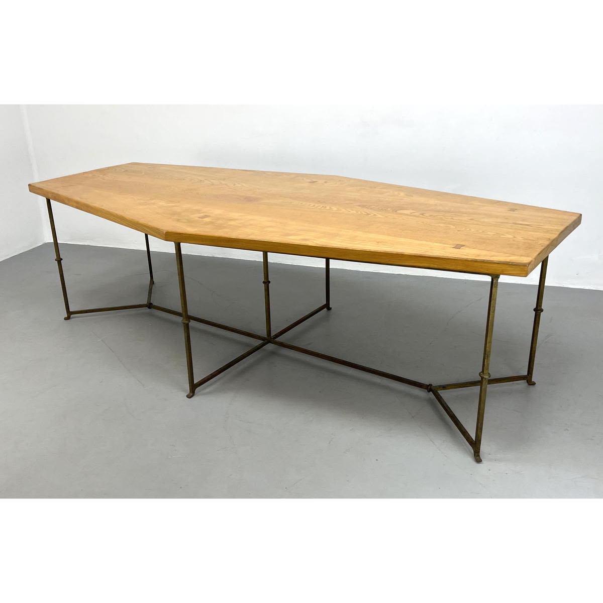 Six Sided Wood Iron Base Dining 3acca5