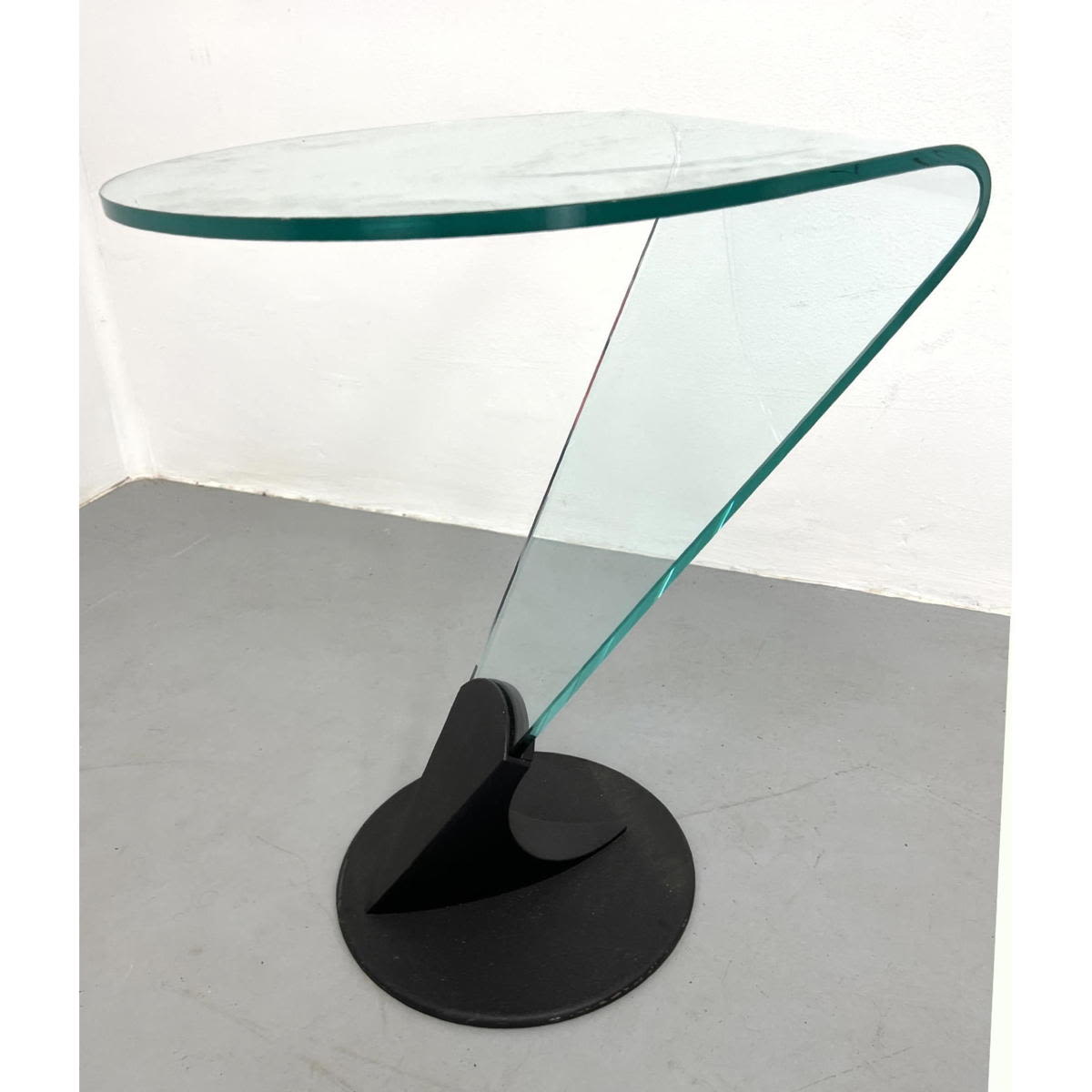 Modernist Glass Side End Table. Folded