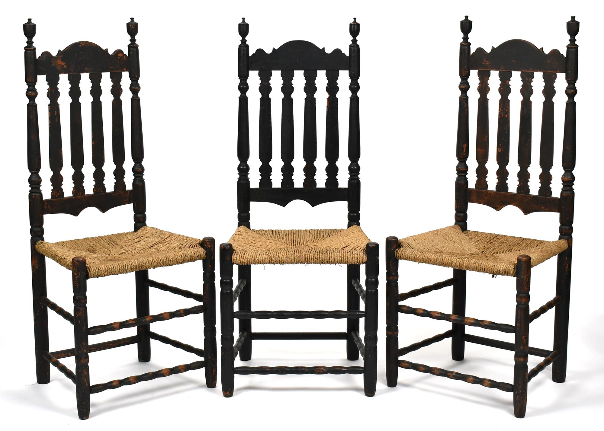SET OF THREE QUEEN ANNE STYLE BANISTER
