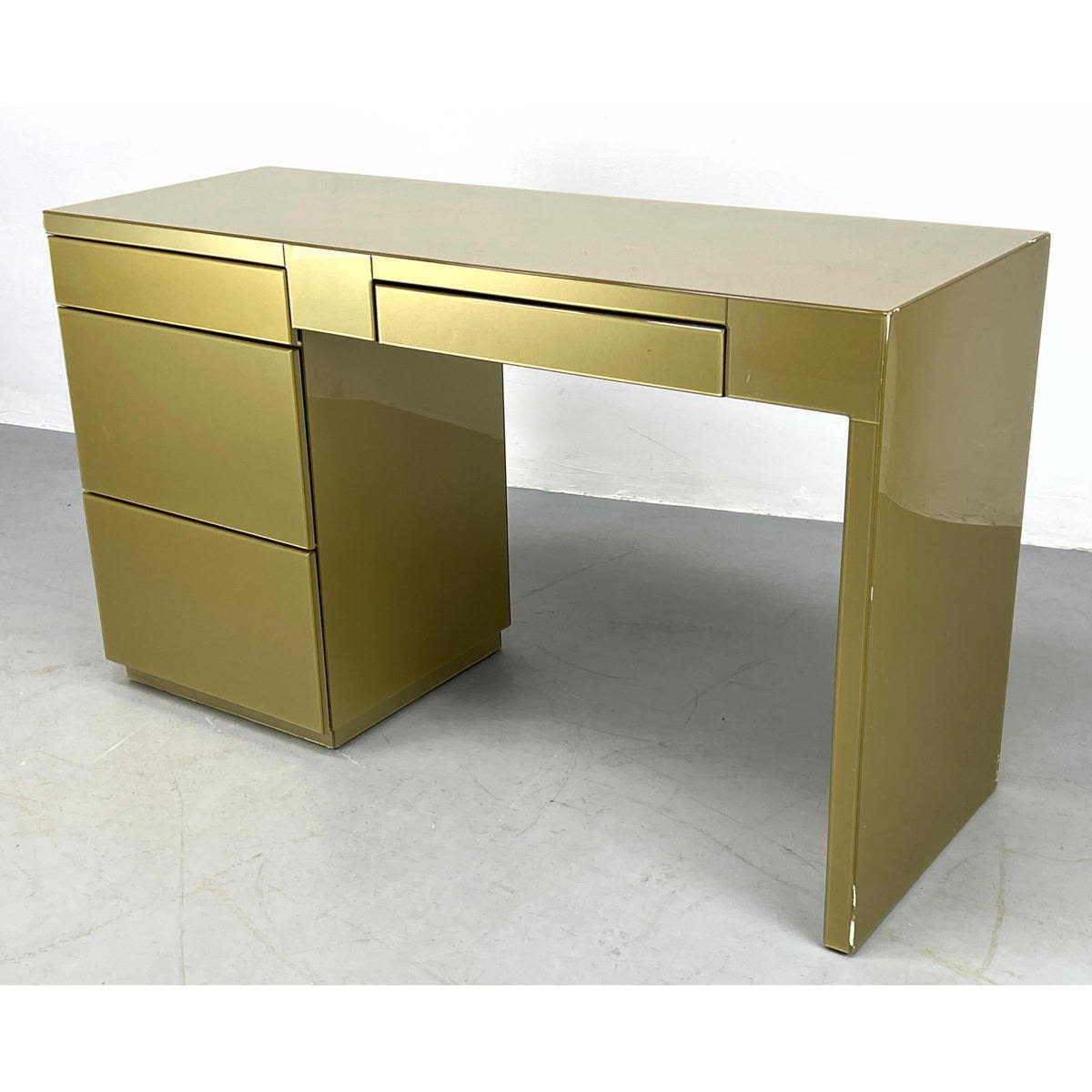 Acrylic Laminate Desk. Gold Color.