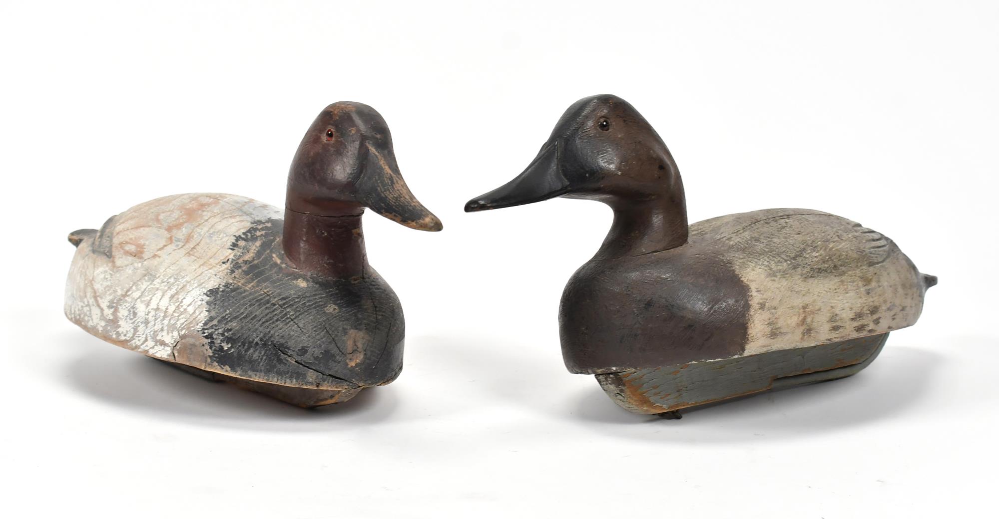 TWO ANTIQUE DUCK DECOYS Two carved 3accee