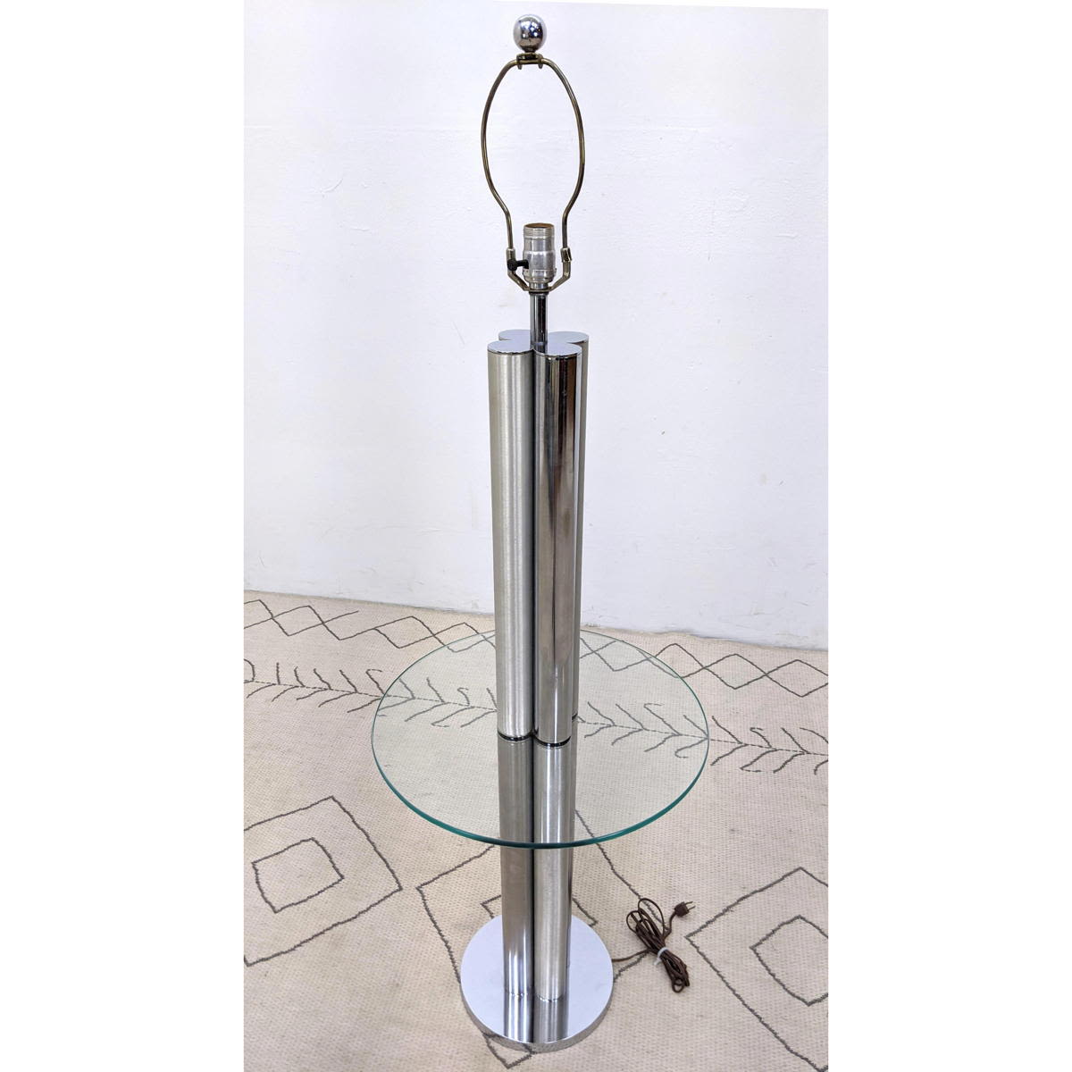 70's Modern Lamp Table Chrome and