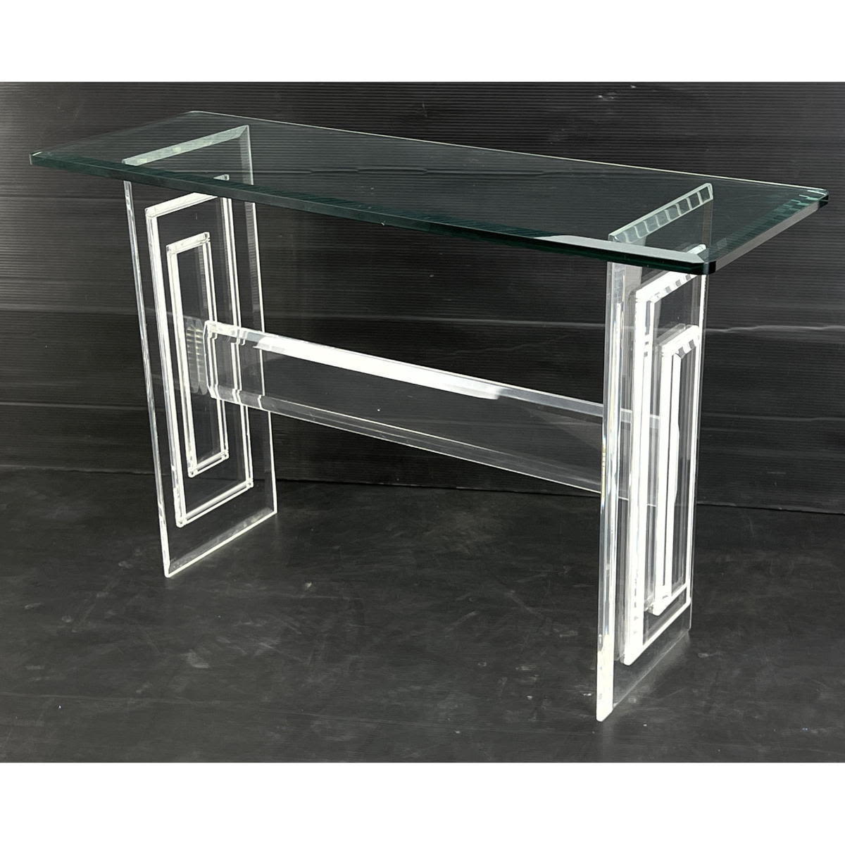Layered Lucite Glass Top Console