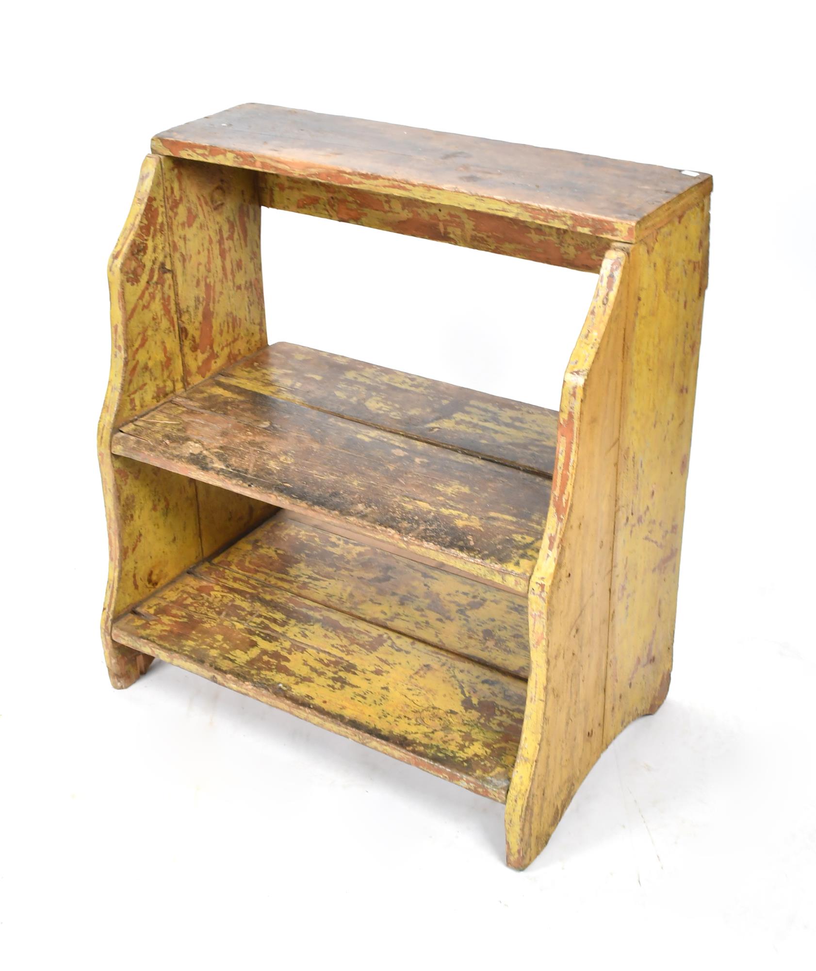 19TH C BUCKET BENCH IN YELLOW 3acd1d