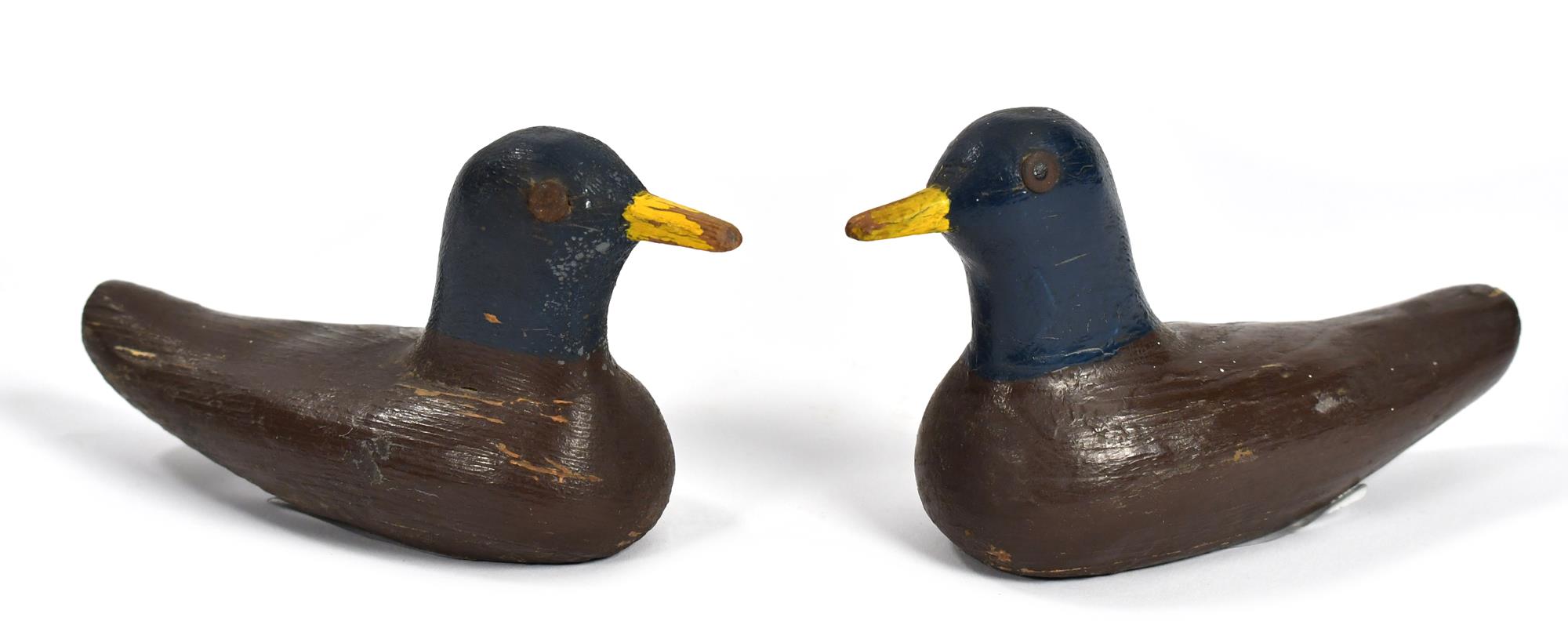 PAIR OF MINIATURE DUCK DECOYS. Two small