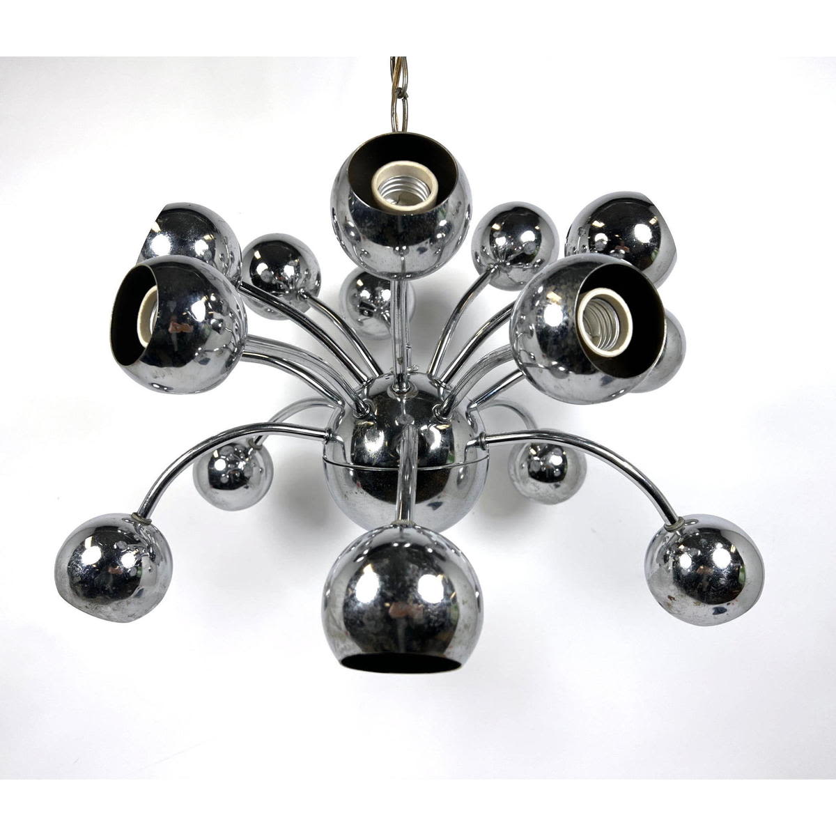 Modernist Chrome Ball Shade Chandelier  3acd55