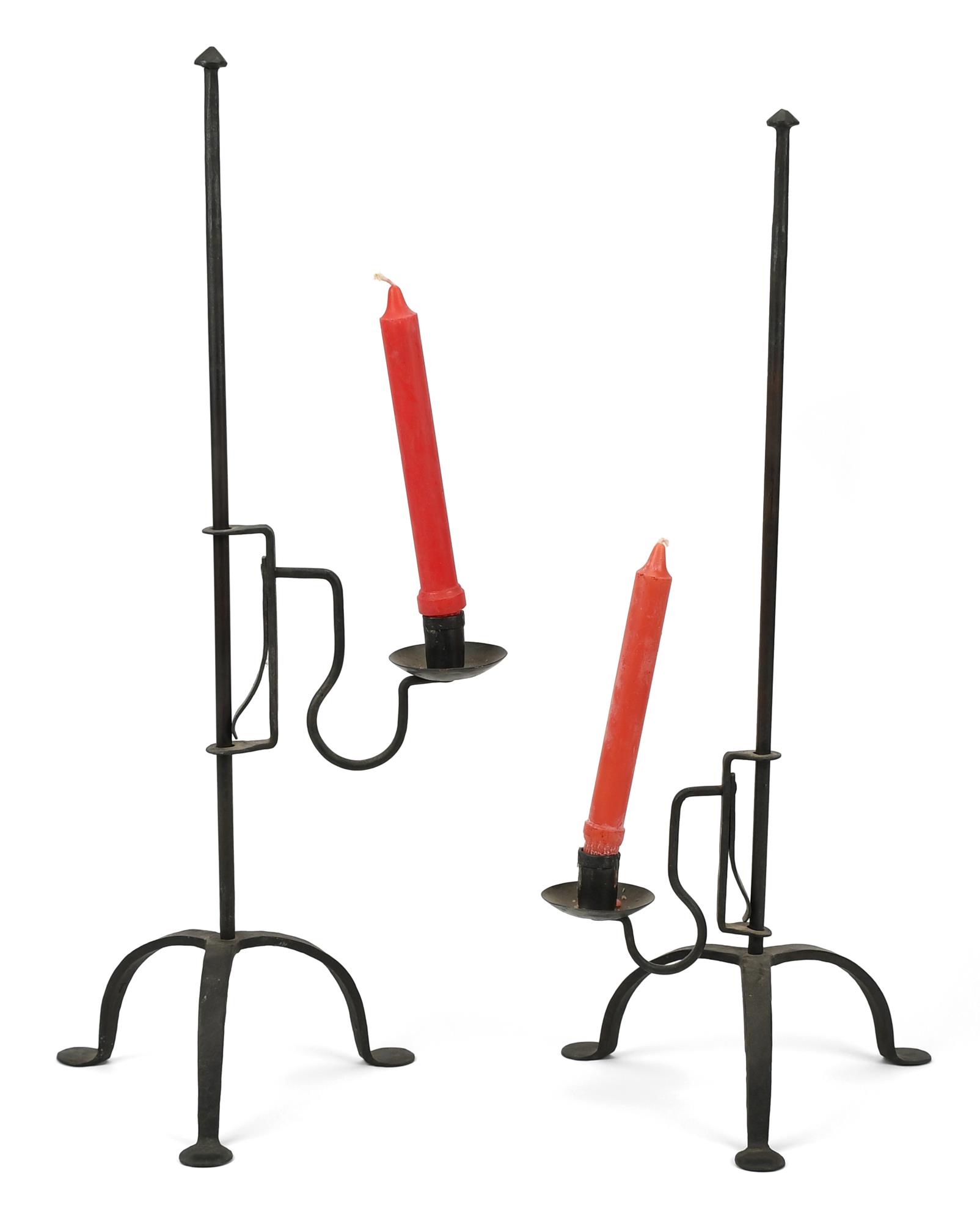 PAIR OF WROUGHT IRON ADJUSTABLE