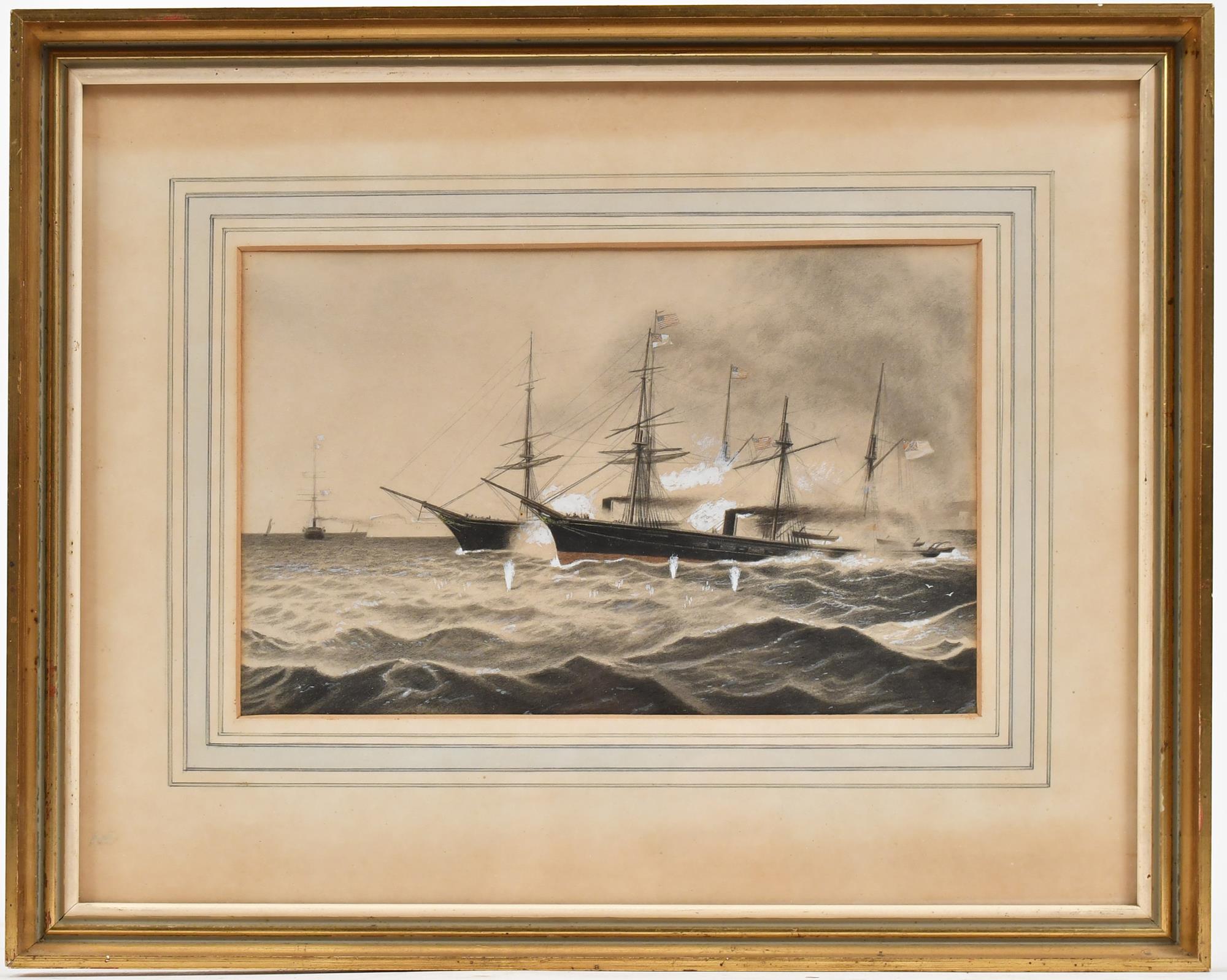 19TH C CHARCOAL DRAWING NAVAL 3acd93