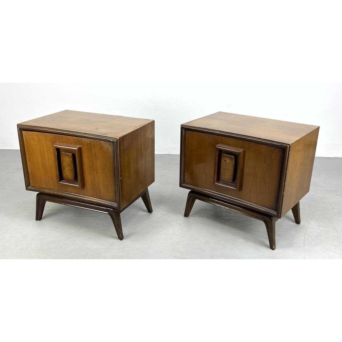 Pr American Modern Walnut Night Stands.