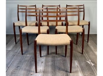A set of six mid-century rosewood