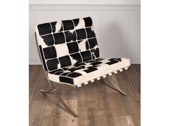 Barcelona chair with chrome frame,