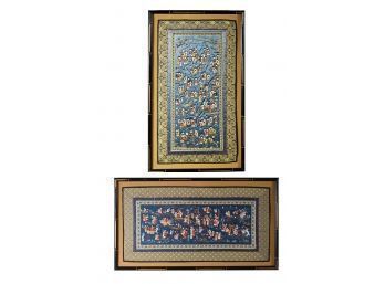 Two Asian embroideries on silk,