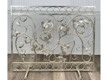 A finely crafted steel fire screen