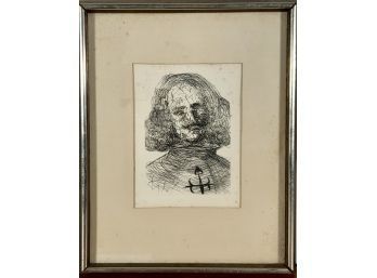 Black ink etching by Salvador Dali,