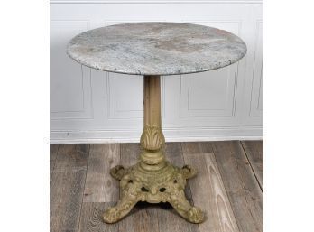 French iron bistro table with marble
