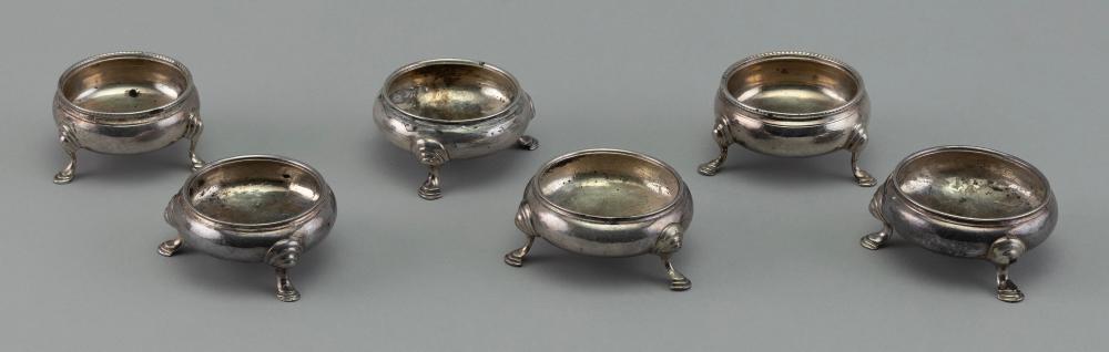 SET OF SIX SILVER OPEN SALT DISHES