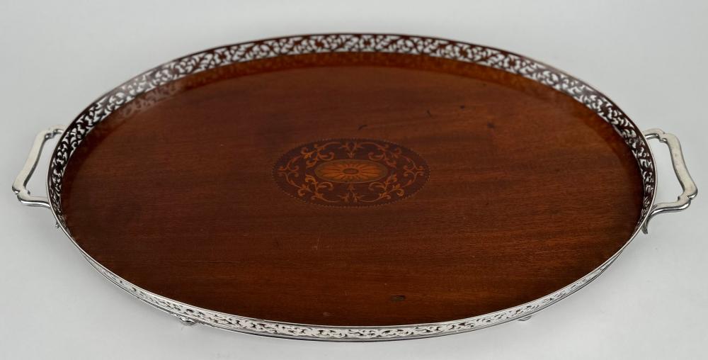 MAHOGANY AND SILVER PLATED SERVING 3af5e7