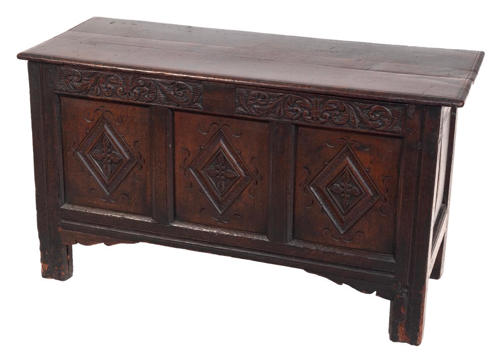 ENGLISH CARVED CHEST POSSIBLY 17TH