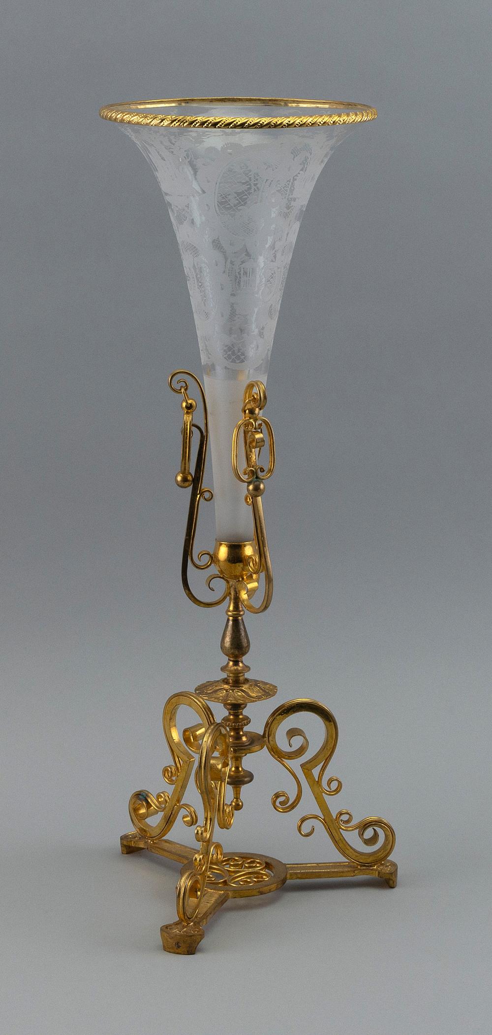 BOHEMIAN GLASS TRUMPET VASE WITH