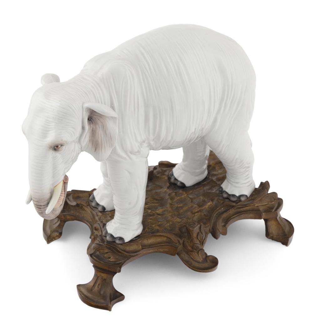 PORCELAIN ELEPHANT WITH ORMOLU-MOUNTED