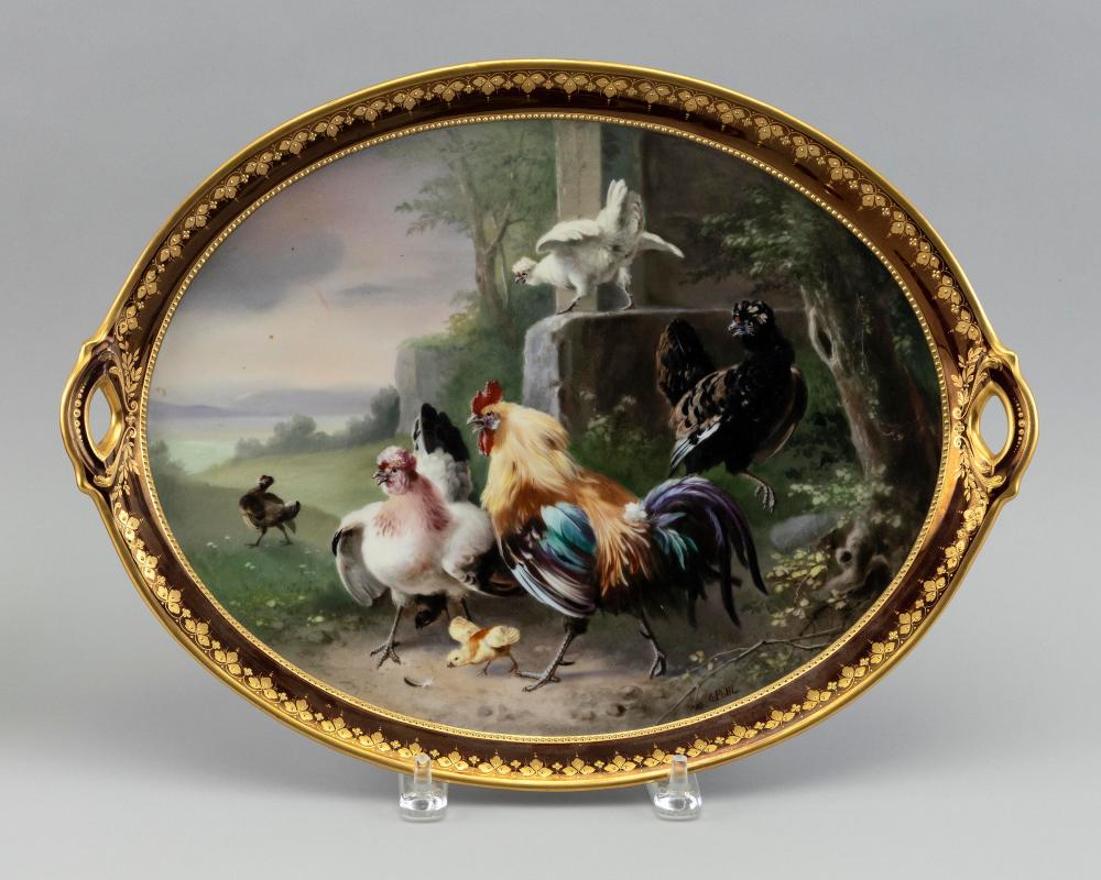GERMAN HAND-PAINTED PORCELAIN TRAY