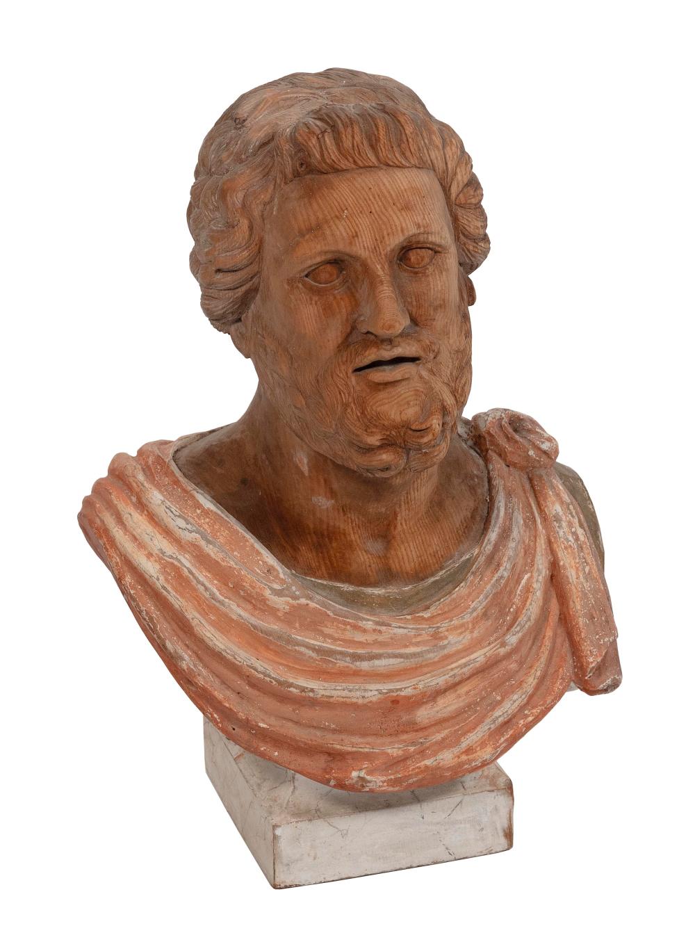 CARVED AND PAINTED WOODEN BUST 3af634