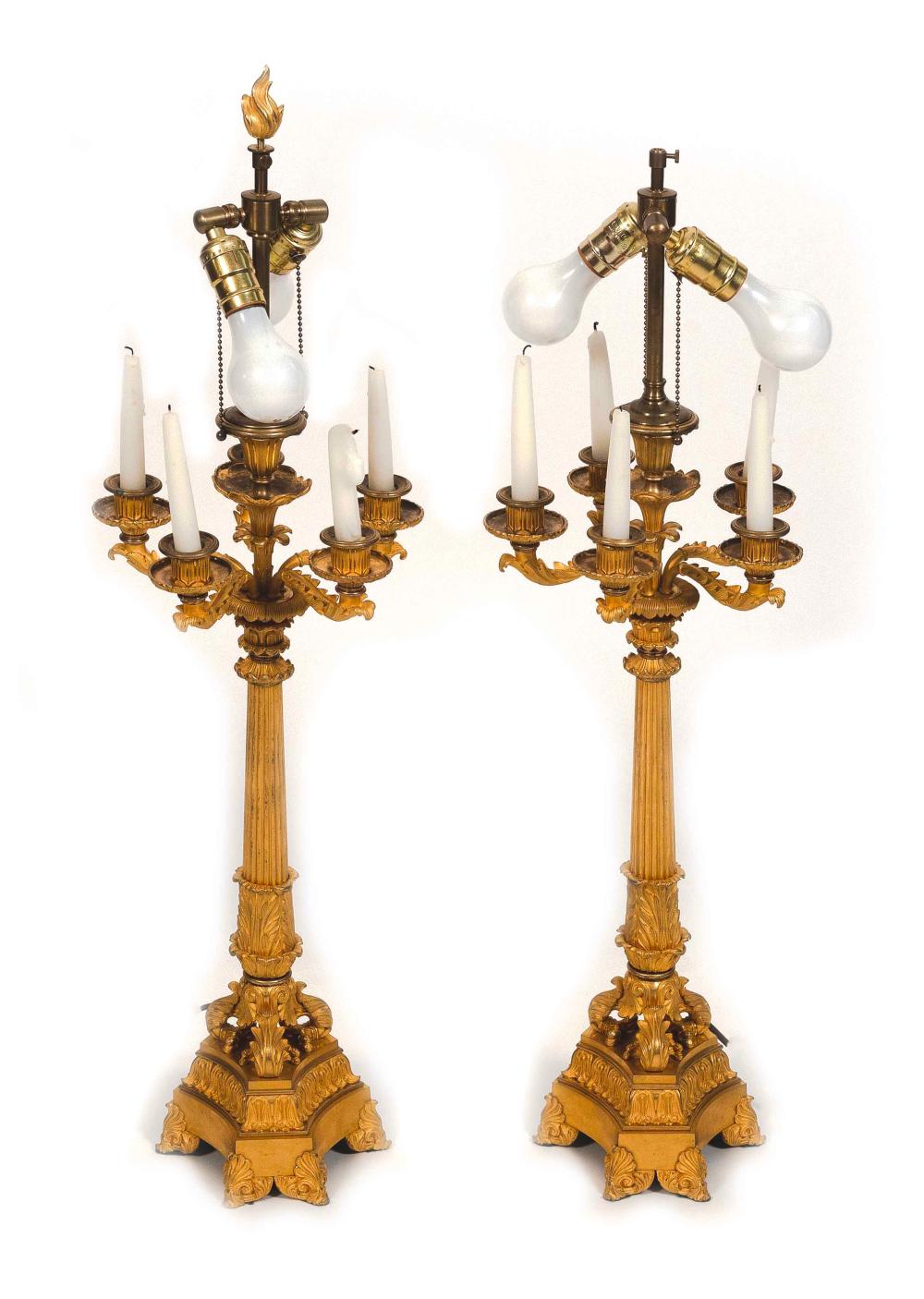 PAIR OF GILT-BRONZE LAMPS 20TH