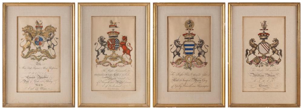 FOUR COATS OF ARMS 19TH CENTURY
