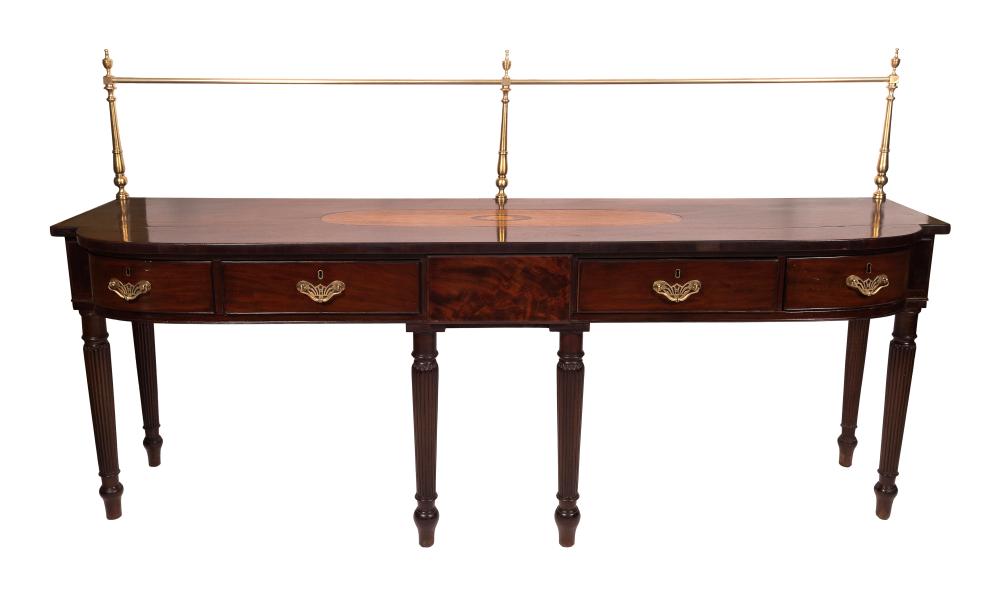 ENGLISH SIDEBOARD WITH TALL BRASS 3af675