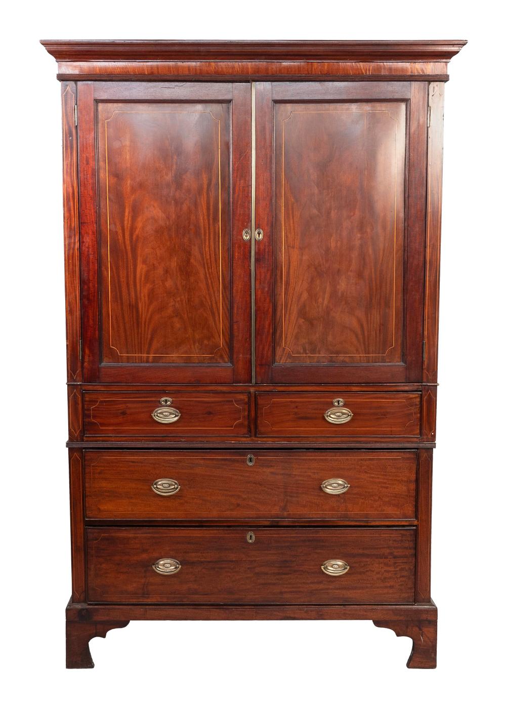 ENGLISH TWO-PART LINEN PRESS 19TH