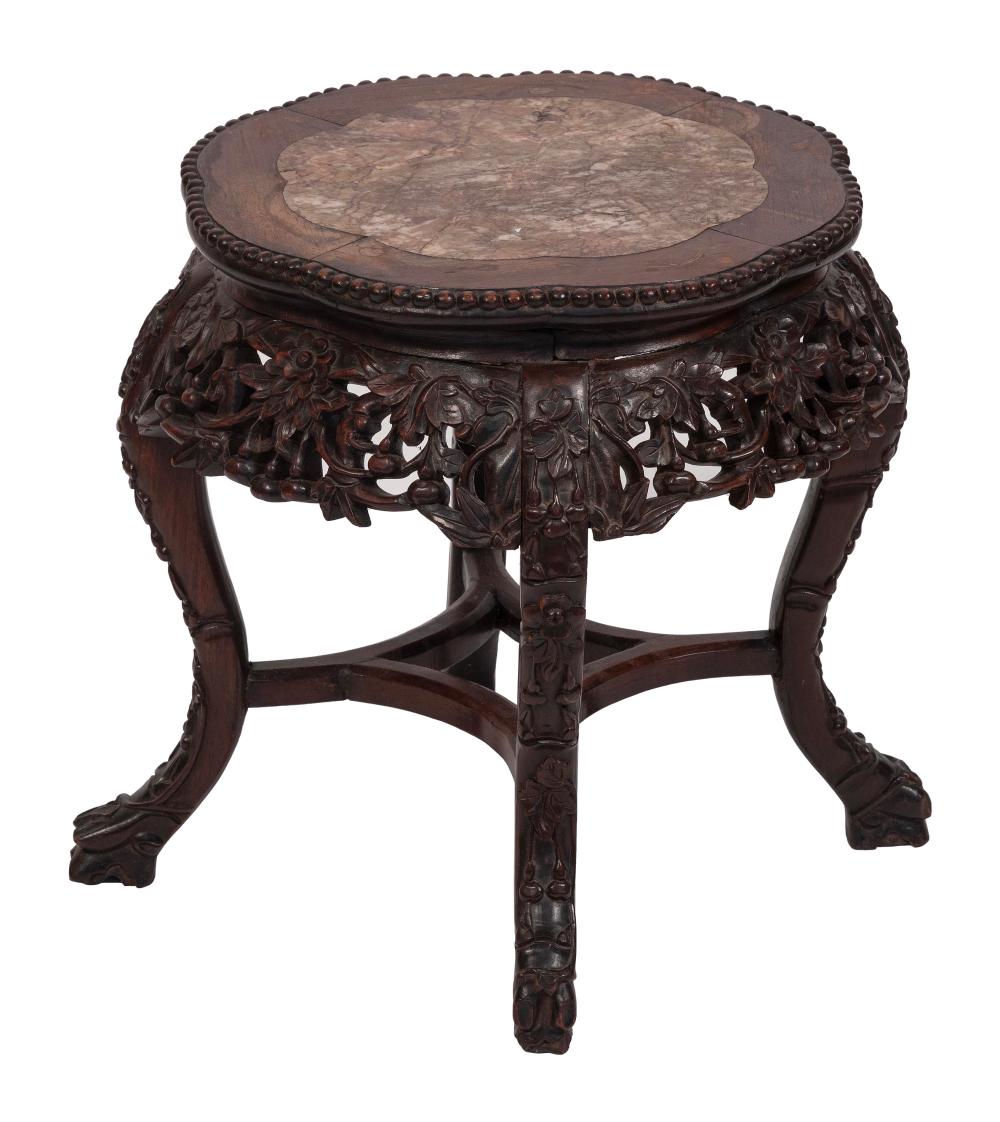 CHINESE CARVED ROSEWOOD TABORET