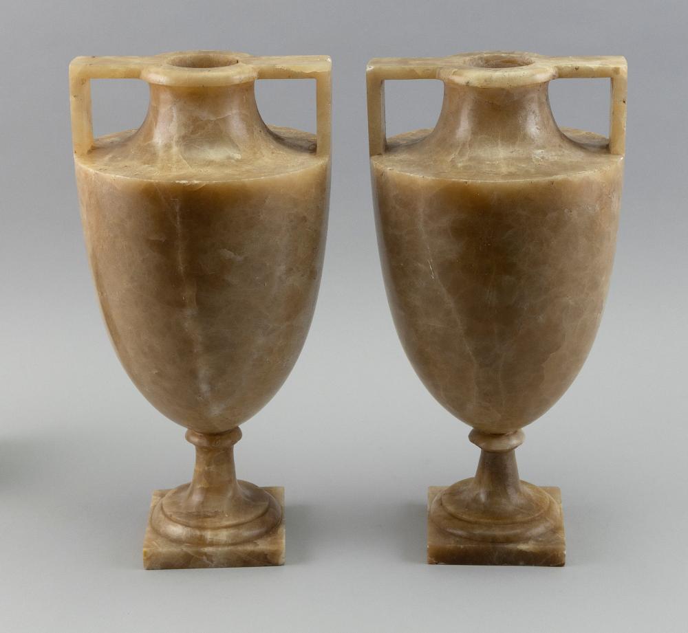 PAIR OF ALABASTER URNS 20TH CENTURY