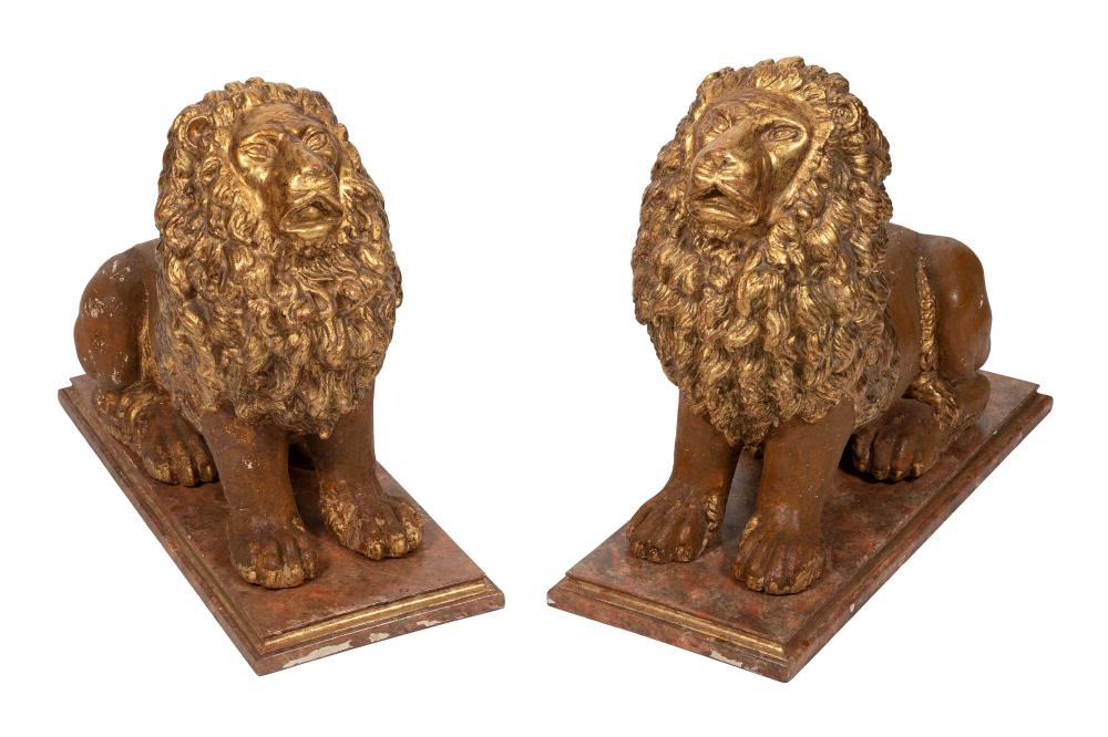 PAIR OF GILT AND PAINTED PLASTER