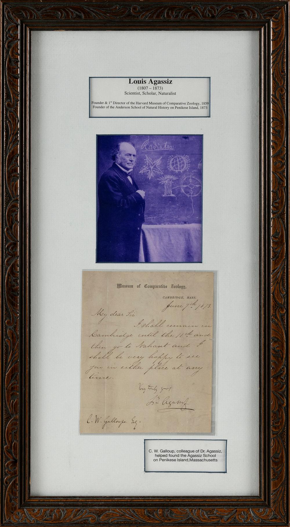 LOUIS AGASSIZ AUTOGRAPHED LETTER