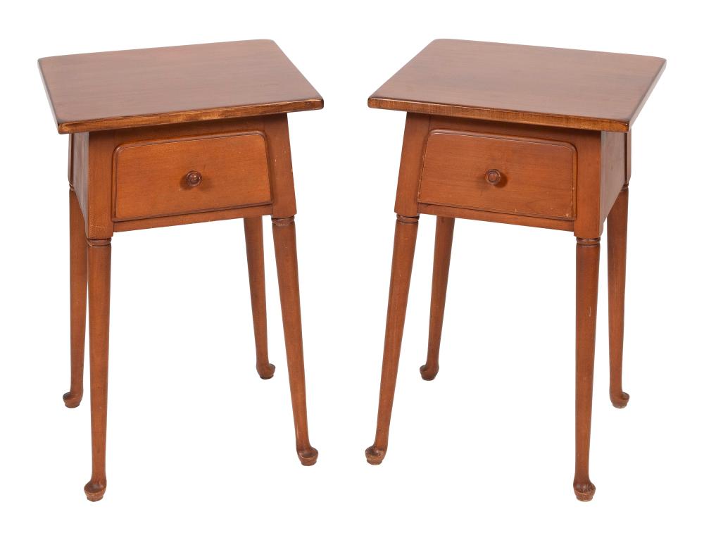 TWO ONE-DRAWER SIDE TABLES HEIGHTS 27”.